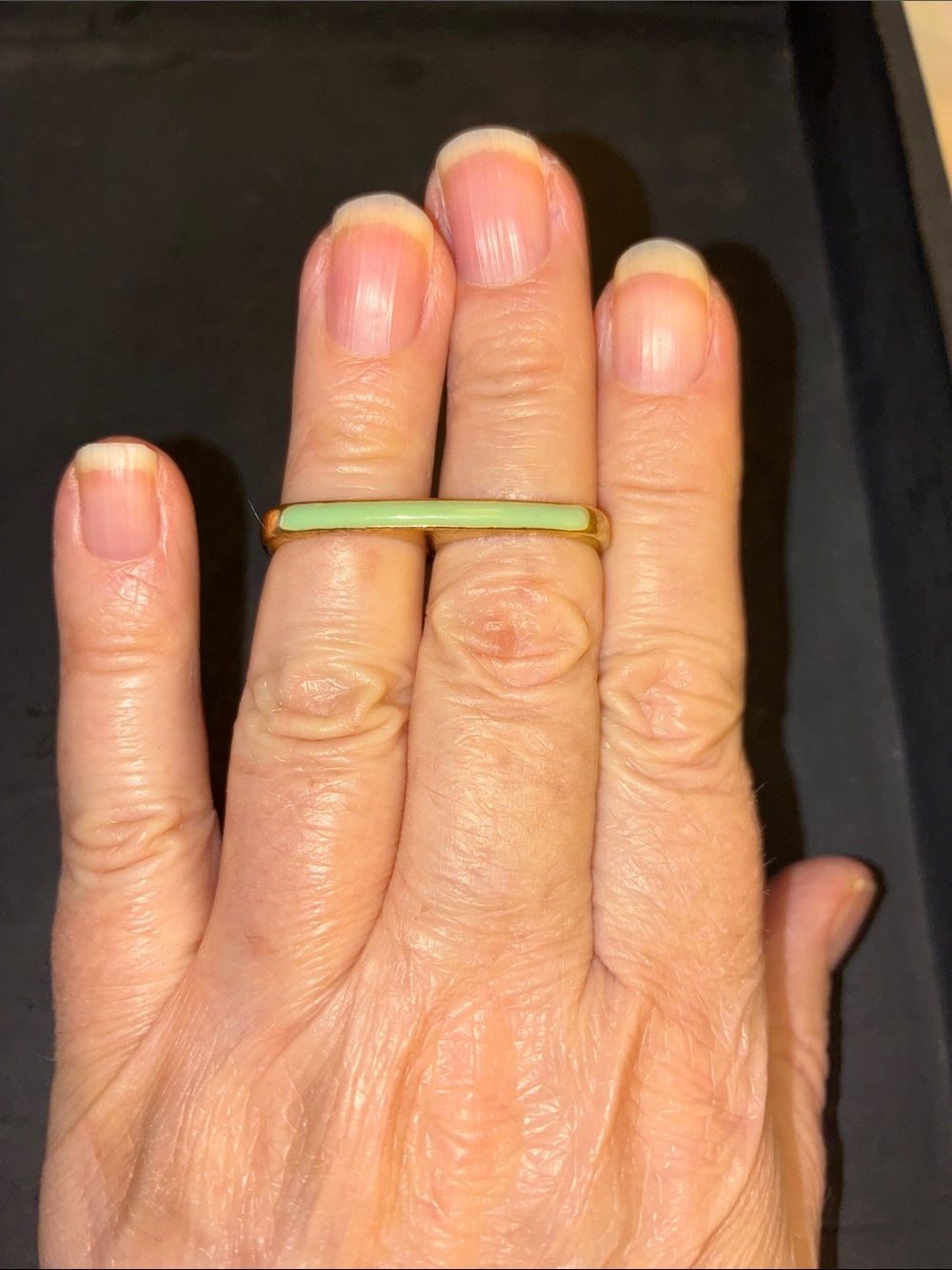 Double Rings with Light Green Enamel Inlay - Picture 4 of 9